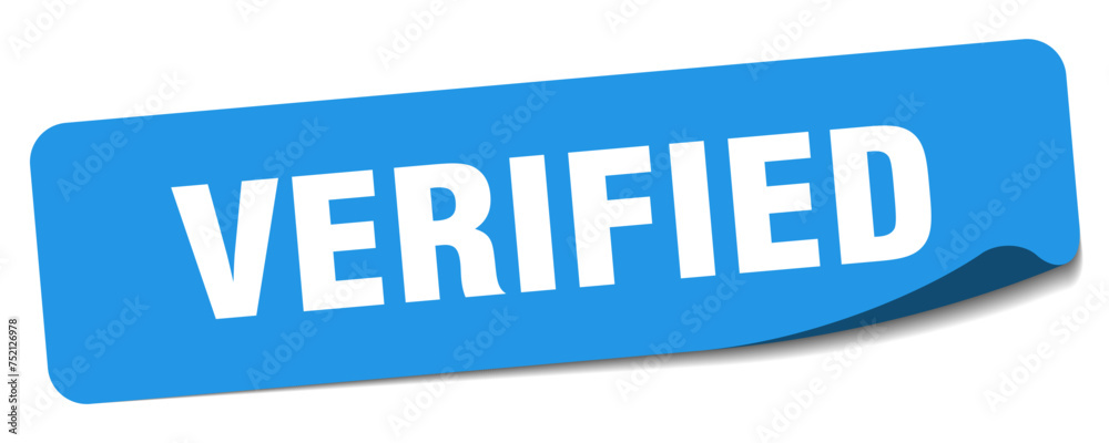 verified sticker. verified label