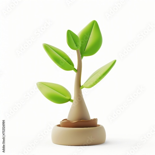 growth icon, 3D render, white background, generative AI photo