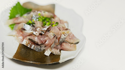 Finely chopped horse mackerel sashimi