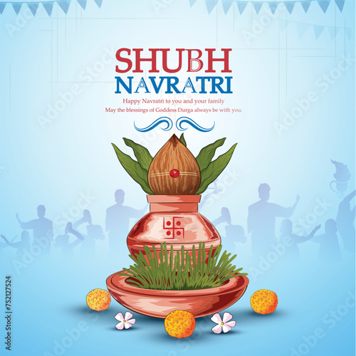creative vector sketch illustration of Goddess Durga puja celebration for,Subh Navratri,Durga Puja religious  banner with colorful background.
