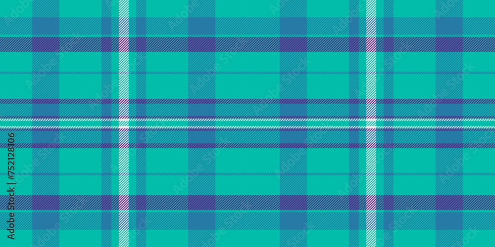 Symmetry fabric check textile, formal tartan vector pattern. Coat seamless texture plaid background in teal and cyan colors. Symmetry fabric check textile, formal tartan vector pattern. Coat seamless texture plaid background in teal and cyan colors.