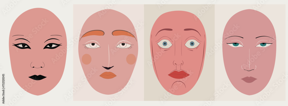 face expression, emotion head , vector art illustration face expression, emotion head , vector art illustration