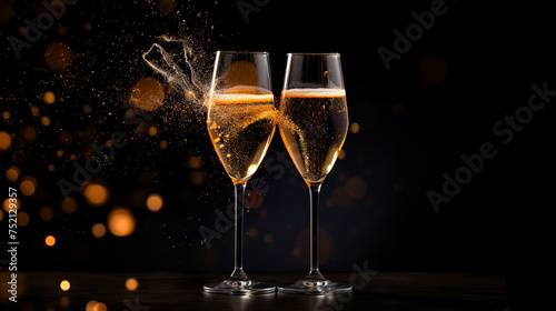 happy new year background with alcoholic drink