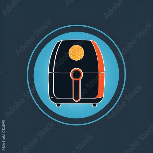 Flat logo of an air fryer on a dark blue background