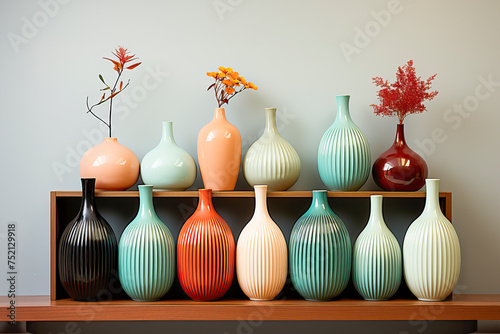 Colorful bright ceramic vases for home decor. Women's hobbies and hobbies