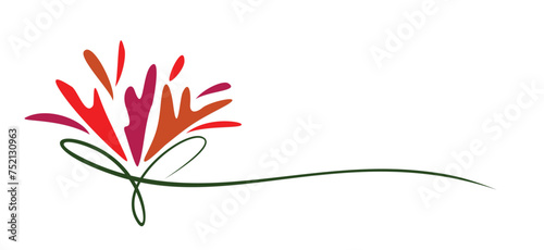 The symbol of a stylized red flowers.