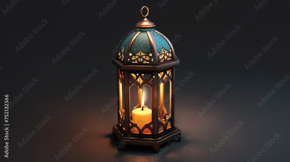 Arabic lantern with a lit candle that is decorative Arabic lantern with a lit candle that is decorative