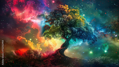 Majestic giant life tree in the universe