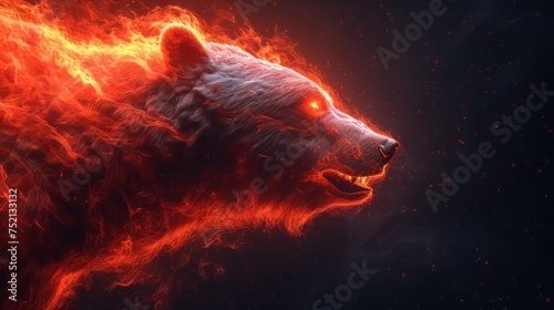 bear face emerging from red stock market downturn, symbolizing investor fear and loss © Twinny B Studio