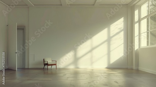 modern minimal empy room 3d render photo