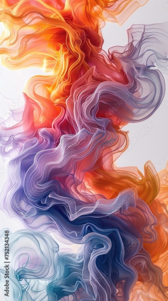 Vibrant Fiery Wave: Abstract background with colorful flames, smoke, and dynamic energy patterns in shades of orange, blue, and yellow