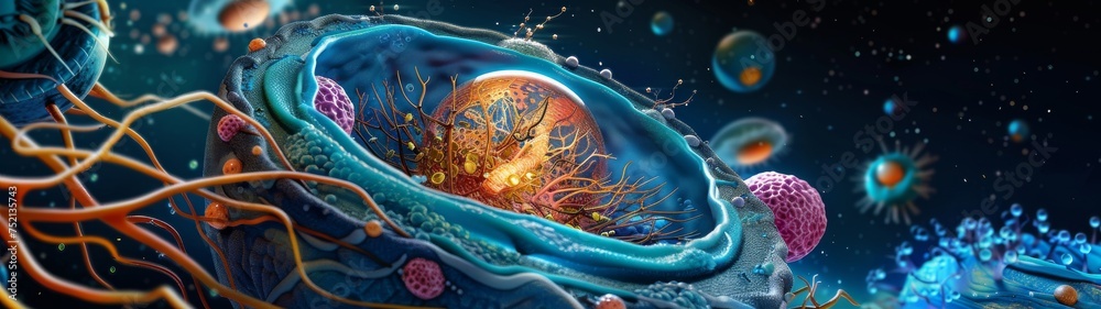 Crosssectional of eukaryote ,plant and animals cell colorful ,cell wall ...