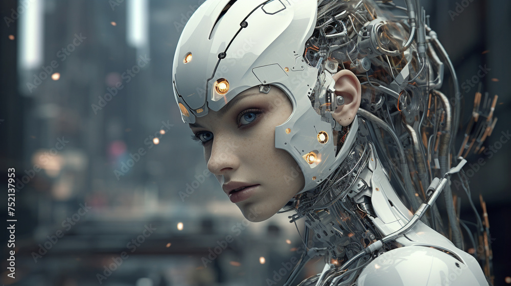 Female cyborg with advanced tech a vision. Futuristic android with advanced robotics. An ultra-realistic female android, with intricate robotic engineering at hightech city. Female cyborg with advanced tech a vision. Futuristic android with advanced robotics. An ultra-realistic female android, with intricate robotic engineering at hightech city.