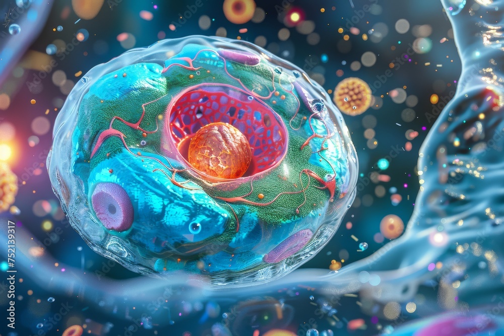 Crosssectional of eukaryote ,plant and animals cell colorful ,cell wall ...