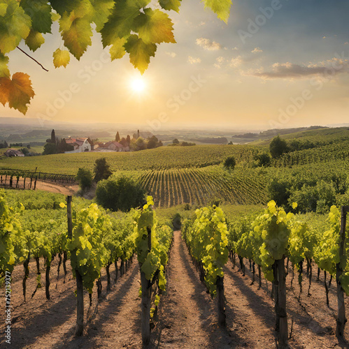 vineyard in spring and summer ai generated illustration of vinery industry 