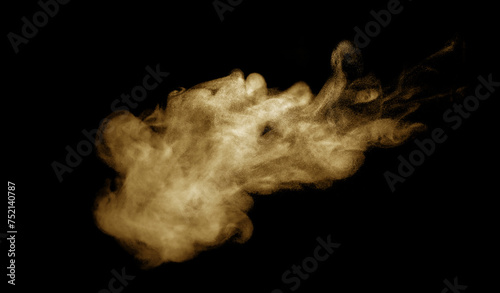 Brown-black dust powder explosion. The texture is an abstract concept. and splashes float. on a black background  © ภัทรชัย รัตนชัยวงค์