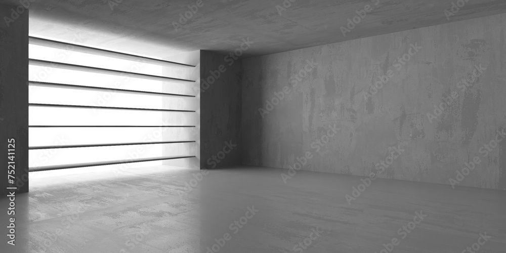 Concrete room with abstract interior. Open space. Industrial background template Concrete room with abstract interior. Open space. Industrial background template