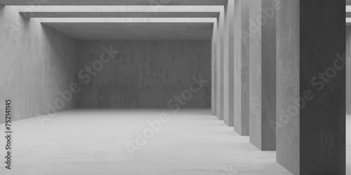 Fototapeta Naklejka Na Ścianę i Meble -  Concrete room with abstract interior. Open space. Industrial background template