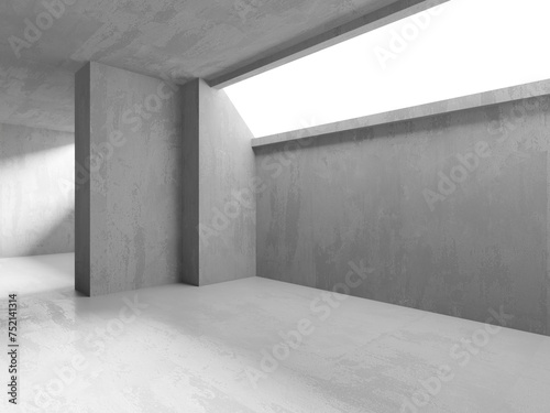 Abstract empty concrete interior. Minimalistic dark room design template