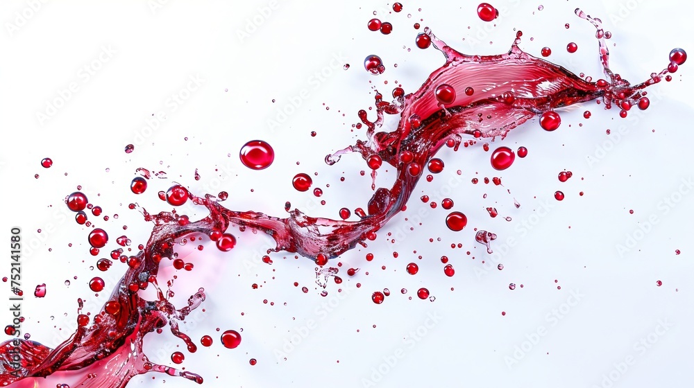 Splashes of red wine isolated on a white background. Flowing red liquid background Splashes of red wine isolated on a white background. Flowing red liquid background