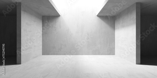 Abstract empty concrete interior. Minimalistic dark room design template