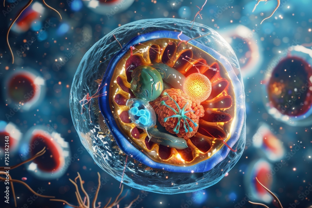 Exploding Animal Cell Crosssectional of eukaryote ,plant and animals cell colorful ,cell wall ...