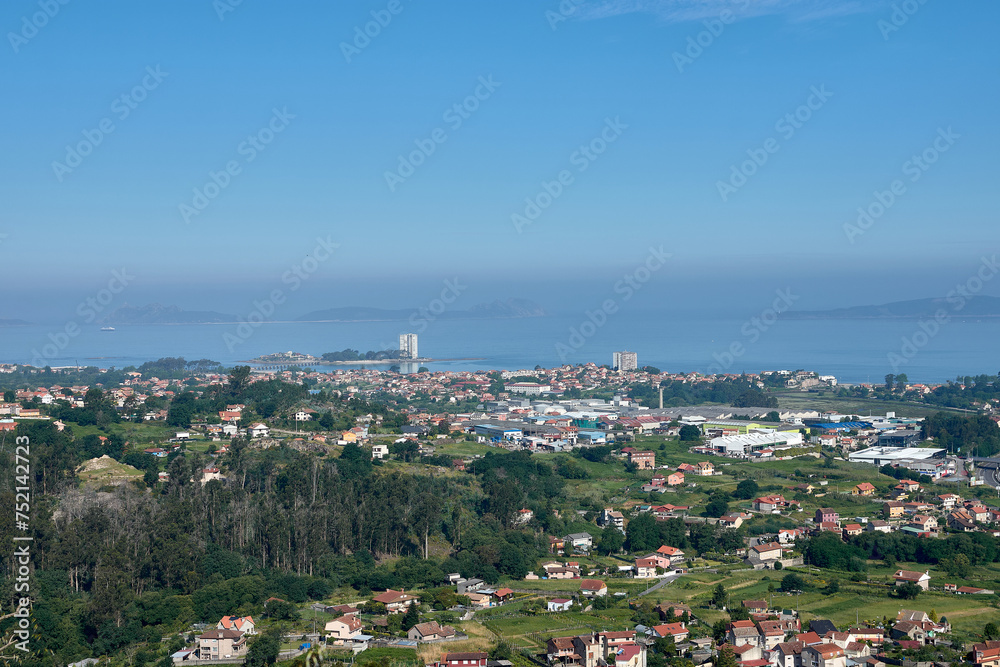 Panoramic view of the city of Vigo, Pontevedra, Galicia, Spain