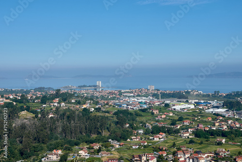 Panoramic view of the city of Vigo, Pontevedra, Galicia, Spain