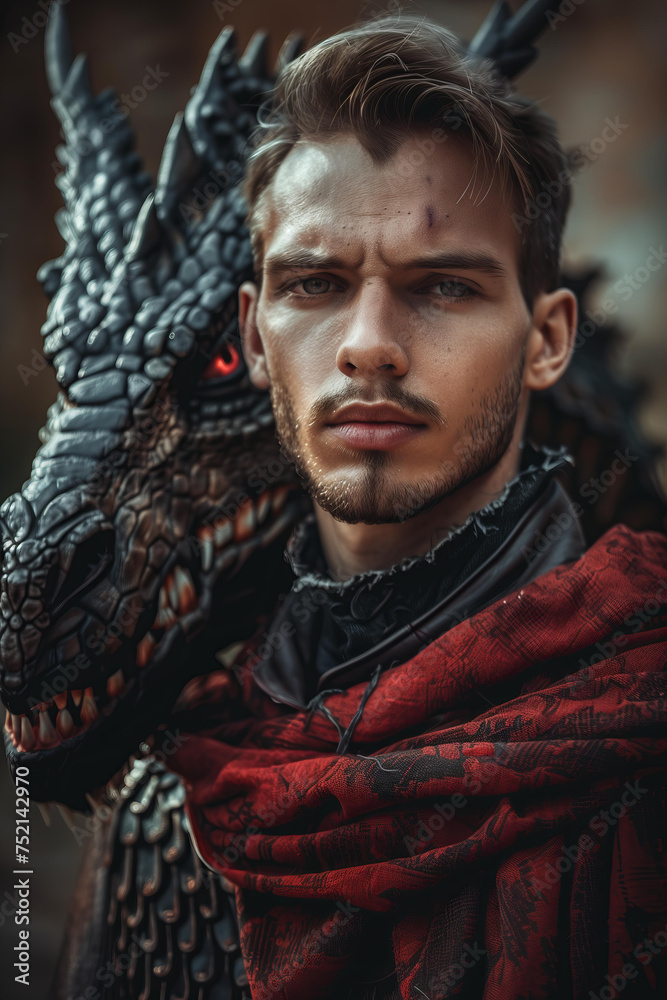 medieval young man in fantasy style and dragon
medieval young man in fantasy style and dragon