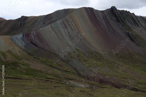 Scenic view on the landscape of the Rainbow mountain, Andes, Palccoyo village, Peru