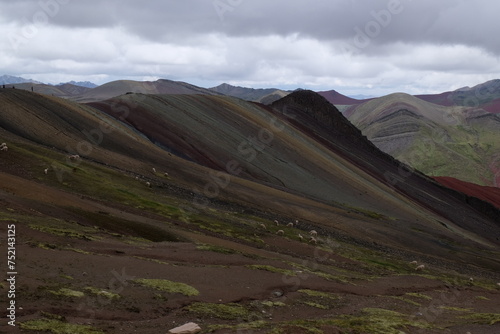 amazing landscape of the Rainbow mountain, Palccoyo village, Peru