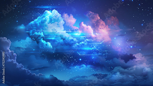 Abstract cloud technology system sci fi design 
