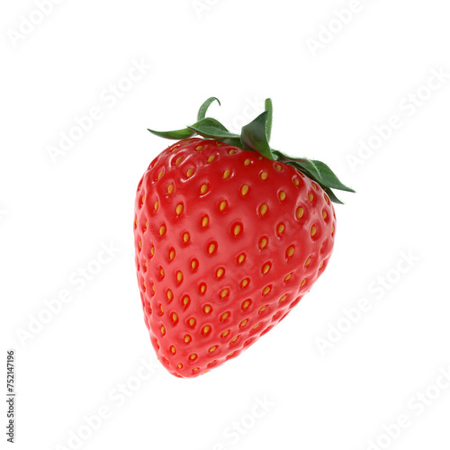 Strawberries with leaf isolate. Whole and half of strawberry on white
