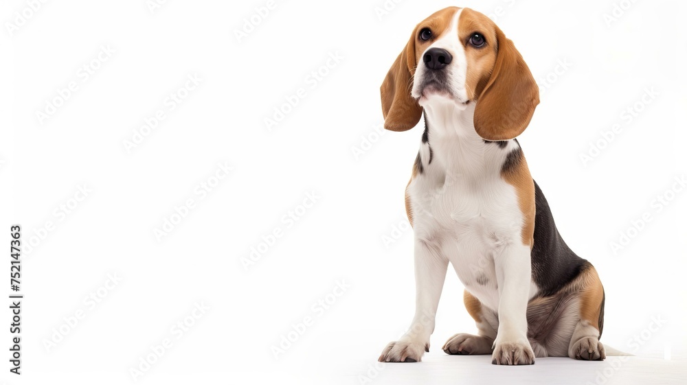 high resolution image of a beagle sitting or standing with a white background, AI Generative