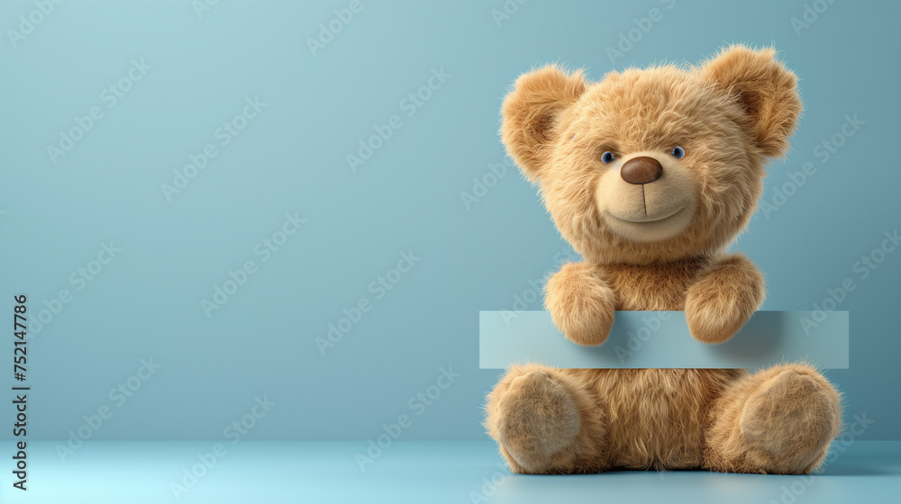 cute bear leans on banner cute bear leans on banner