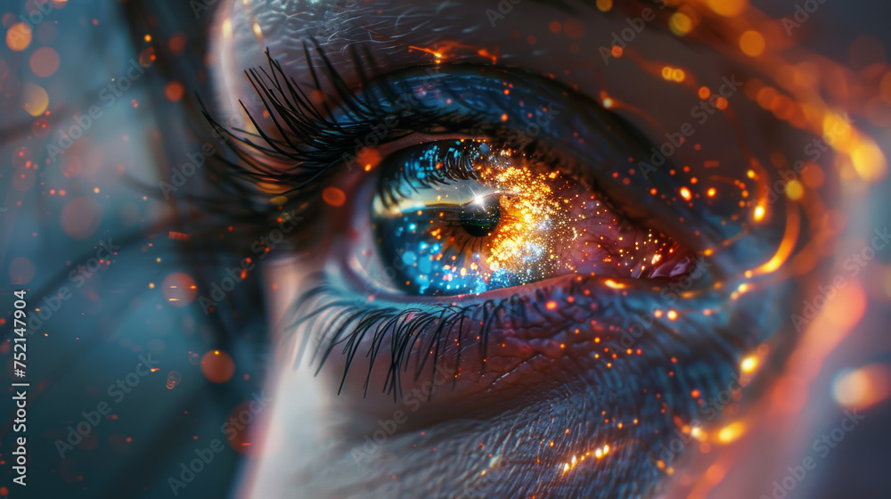 Sci-fi eye with galaxy in it