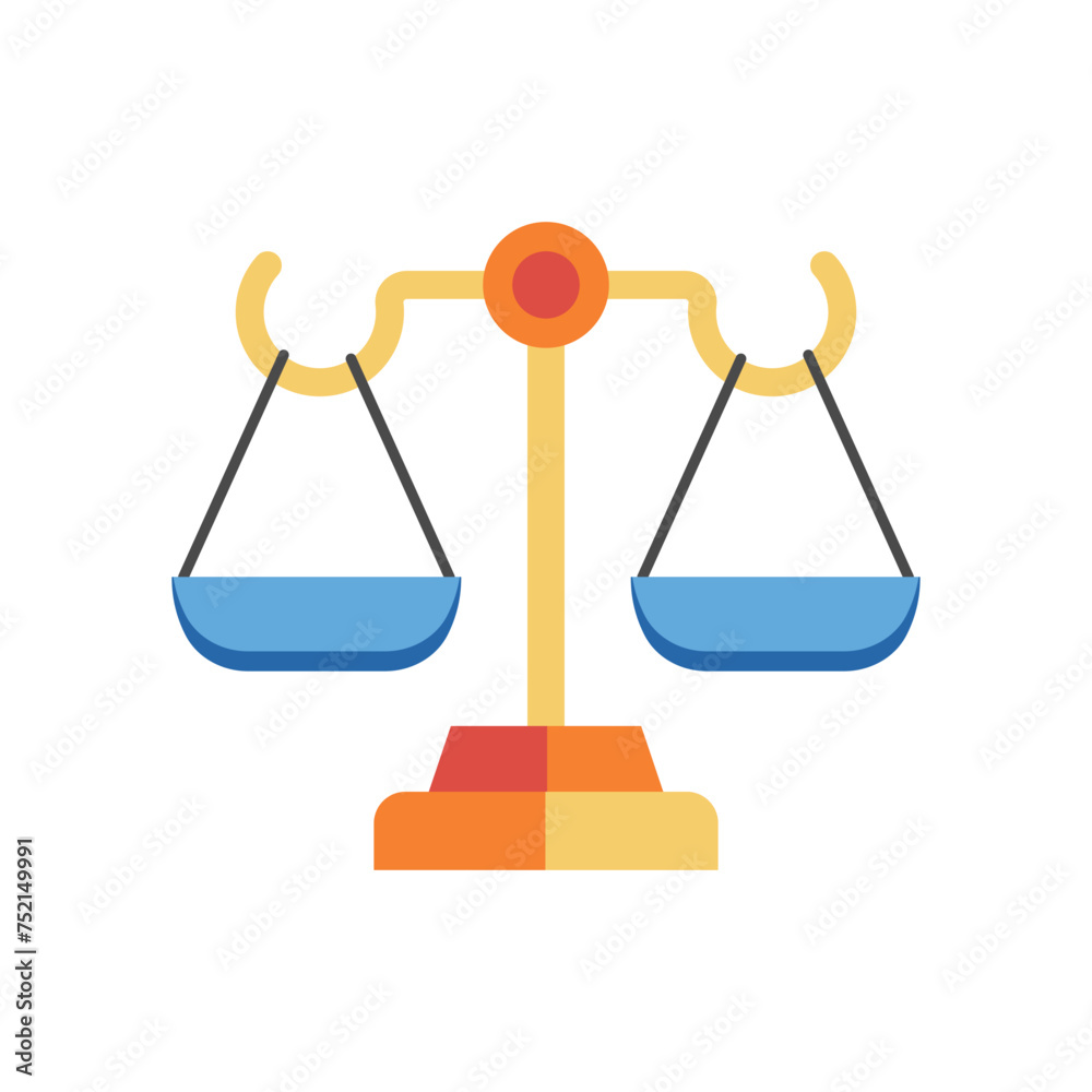 Scales of Justice Icon in Flat Design