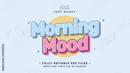 editable morning mood text effect.typhography logo