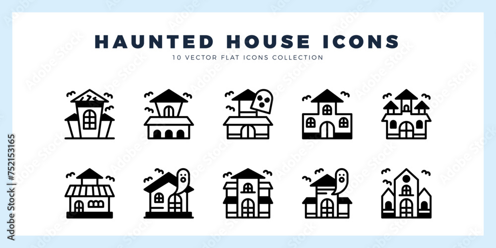 10 Haunted House Lineal Fill icon pack. vector illustration.