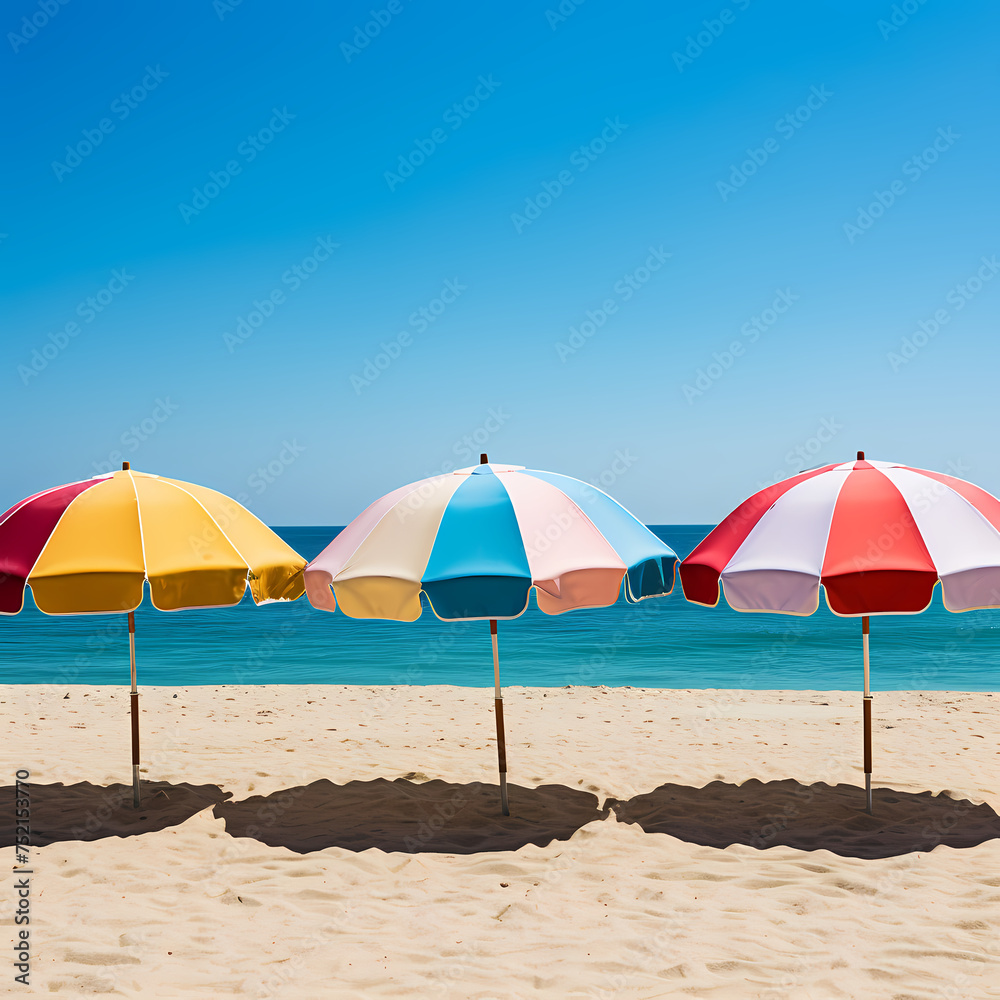 A row of colorful beach umbrellas