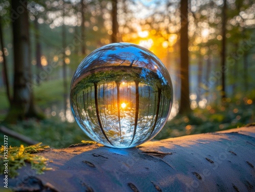 Crystal Ball Reflection in Forest