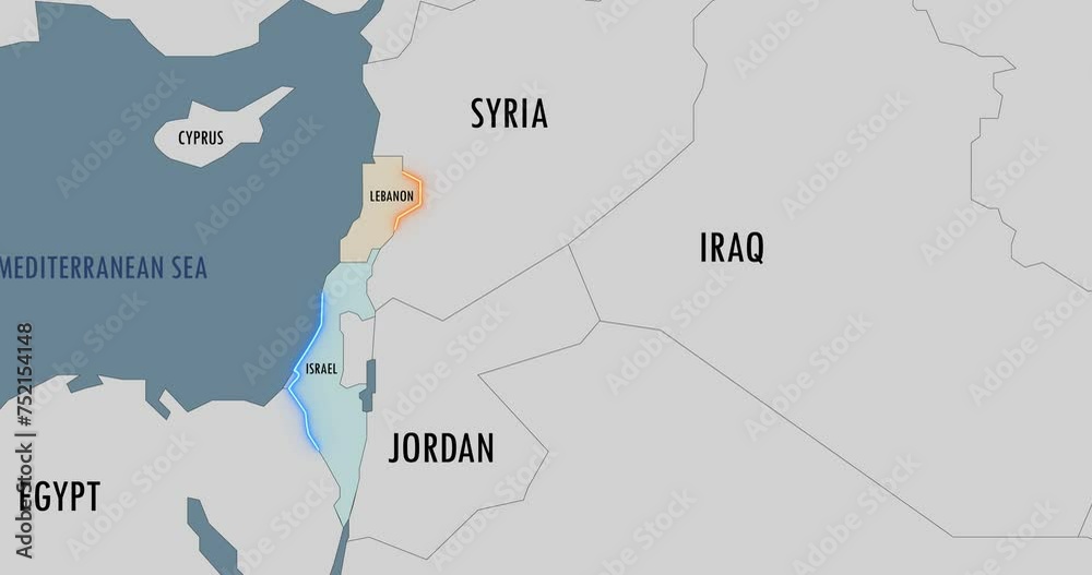 custom made wallpaper toronto digitalMap of the middle east. Israel and Lebanon borders. Possible conflict.