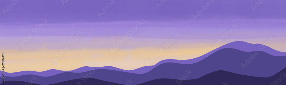 Purple sky with clouds in the background Watercolor texture on a white background Use to decorate the background according to festivals.
