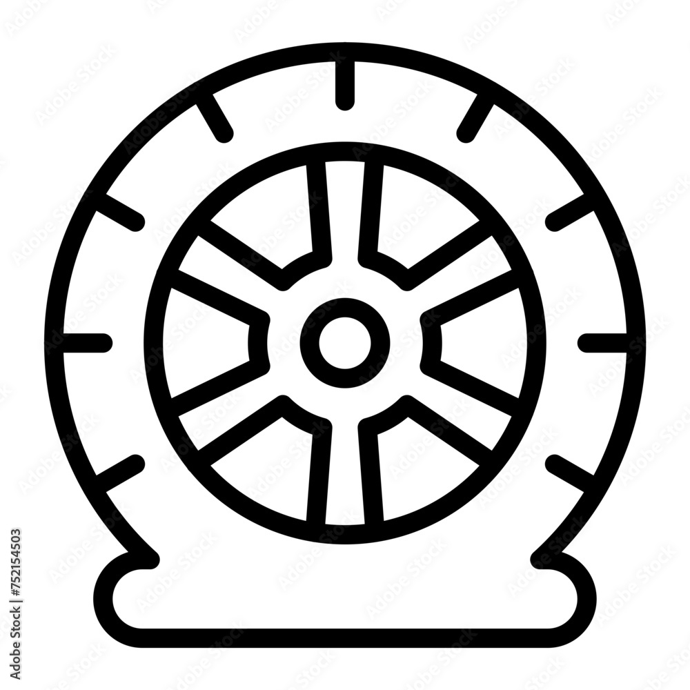 Obraz premium Flat Tire Vector Line Icon