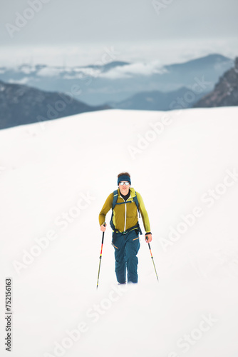 A man goes solo skiing