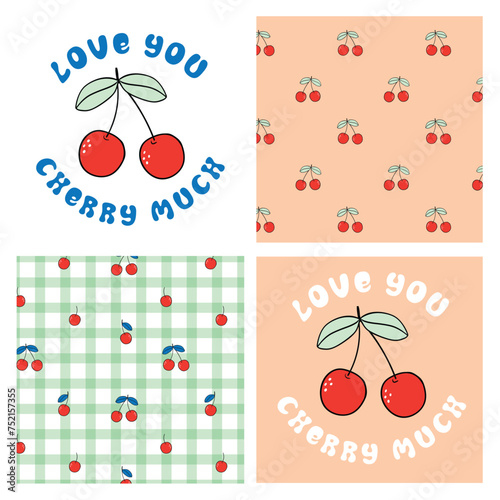 cute cherry fruit print and pattern design