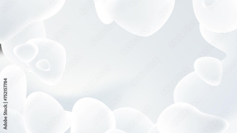 A captivating display of animated, flowing forms and shapes set against a pristine snow-white background, embodying modern style and artistic motion, perfect for a dynamic wallpaper.