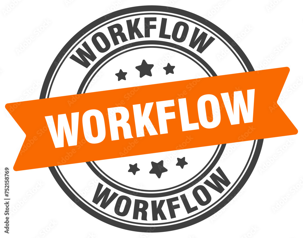 workflow stamp. workflow label on transparent background. round sign