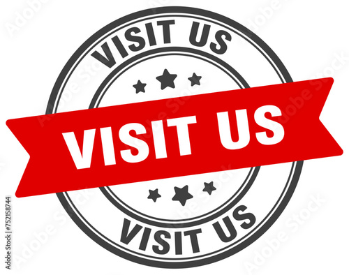 visit us stamp. visit us label on transparent background. round sign