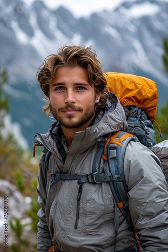 caucasian young men Hiking/Trekking in the mountains © Denisa